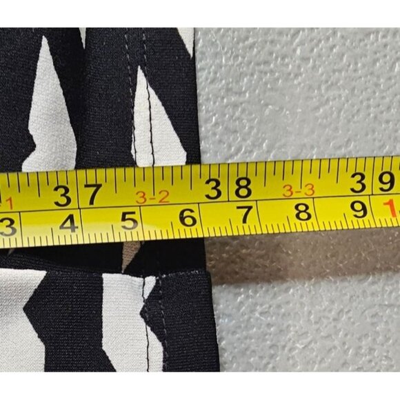 Josie Natori Womens Small Black White Abstract 3/4 Sleeve Dress - Picture 9 of 11